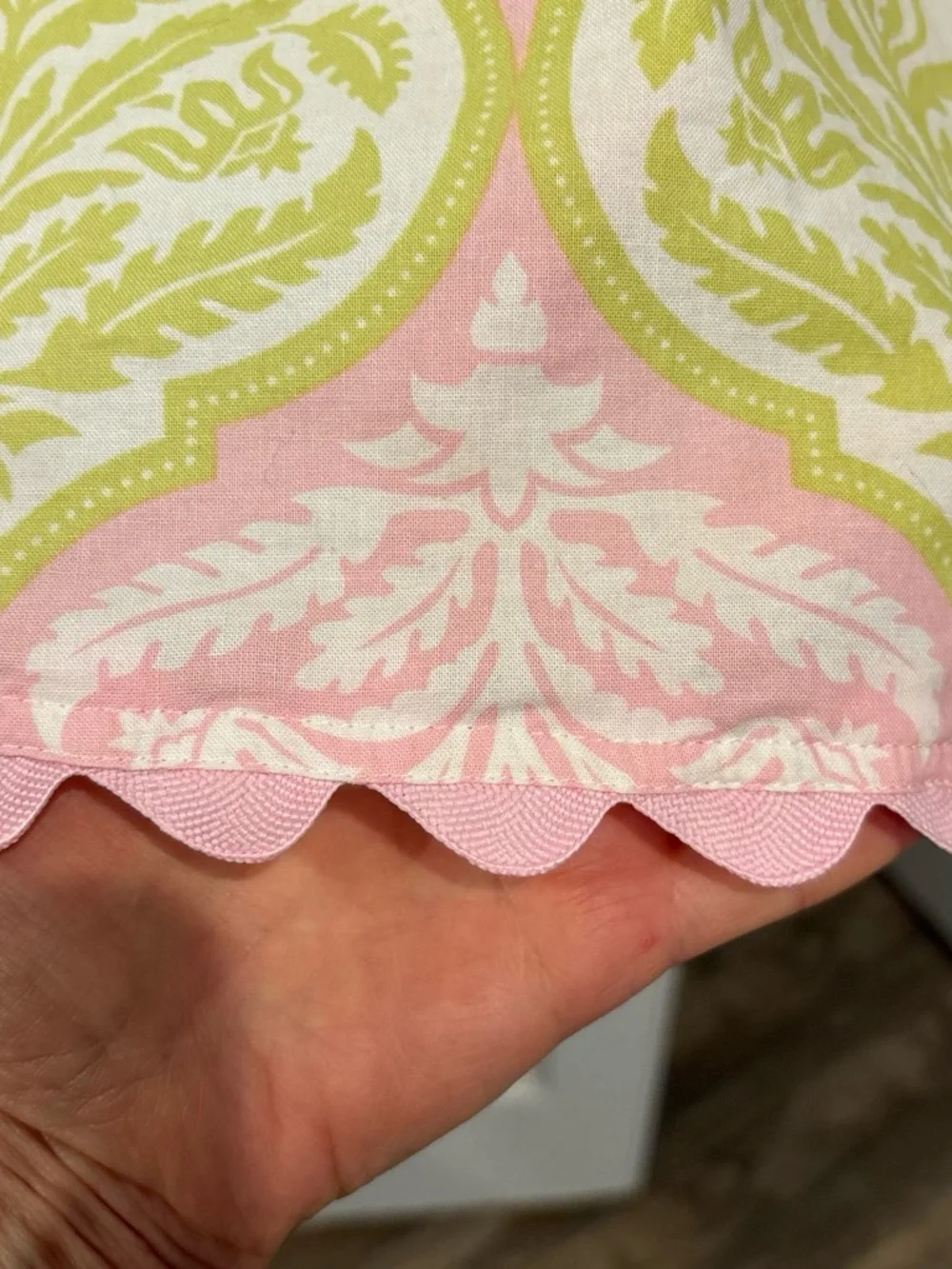 Sixth Alice Pink and Light Green Damask Mini Skirt